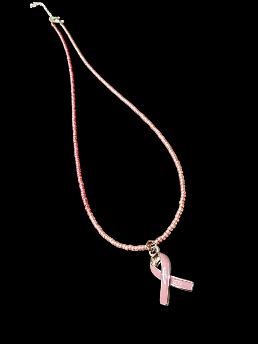 Multi Pink Breast Cancer Aware Beaded Necklace.
